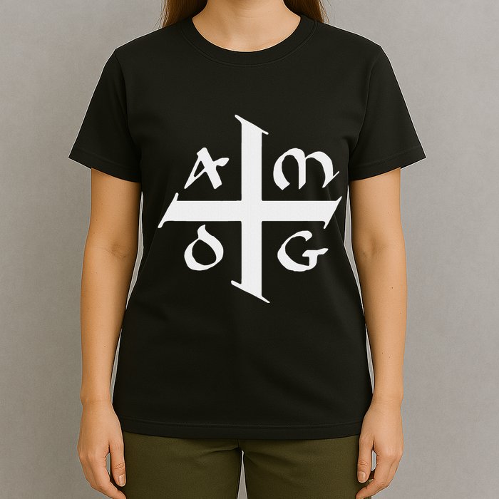 Amdg Ad Majorem Dei Gloriam Big Jesuit Cross T-Shirt