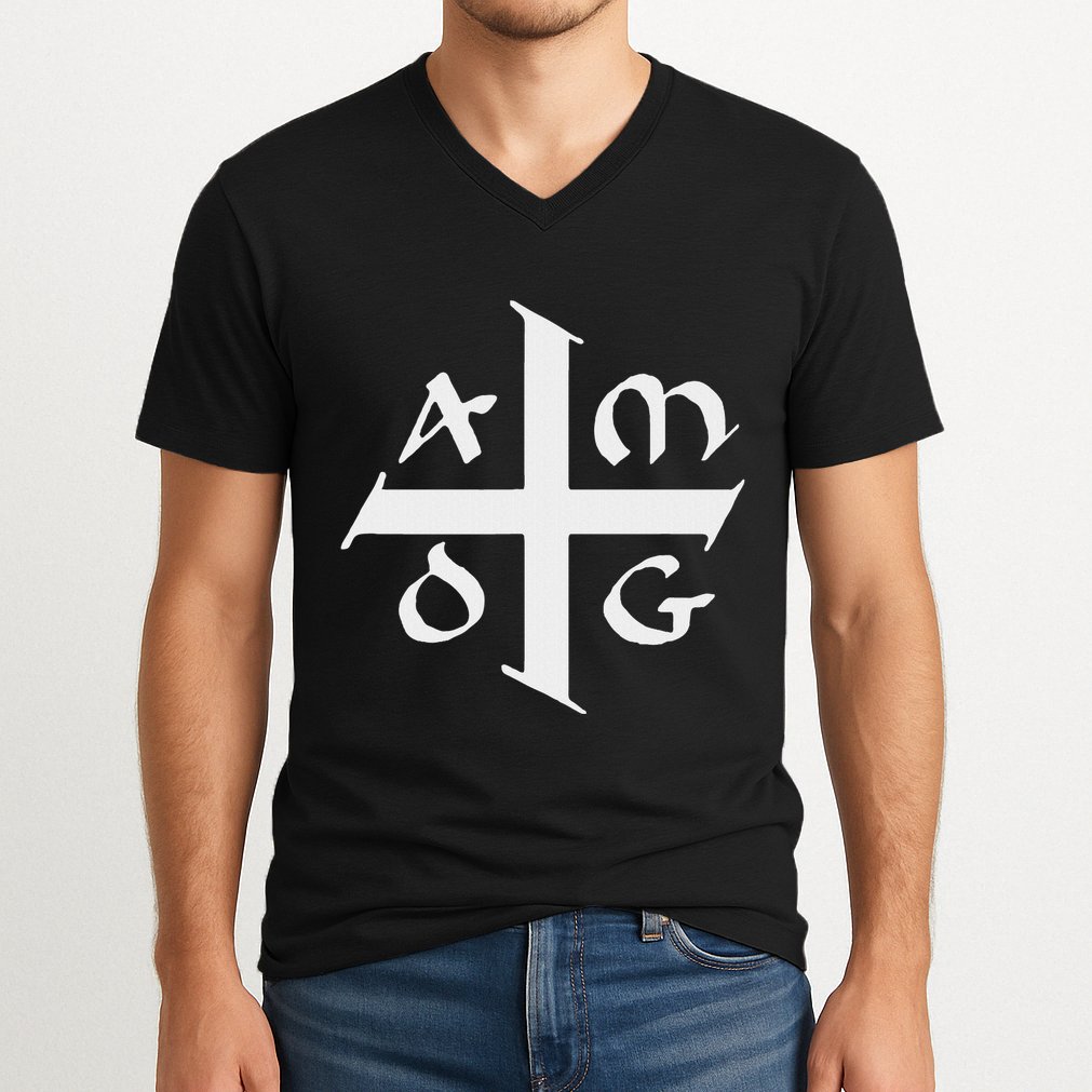 Amdg Ad Majorem Dei Gloriam Big Jesuit Cross V-Neck T-Shirt