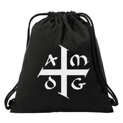 Amdg Ad Majorem Dei Gloriam Big Jesuit Cross Drawstring Bag
