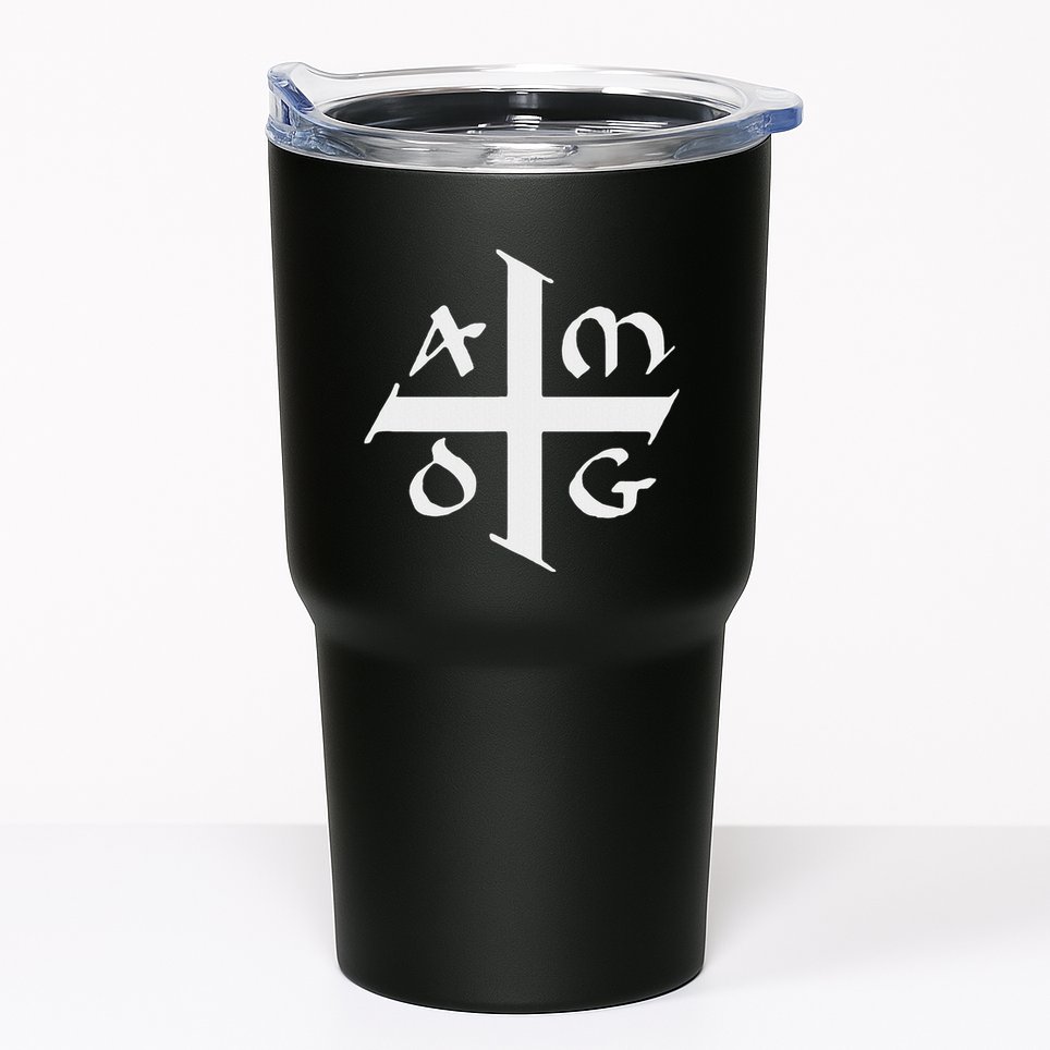 Amdg Ad Majorem Dei Gloriam Big Jesuit Cross Tumbler