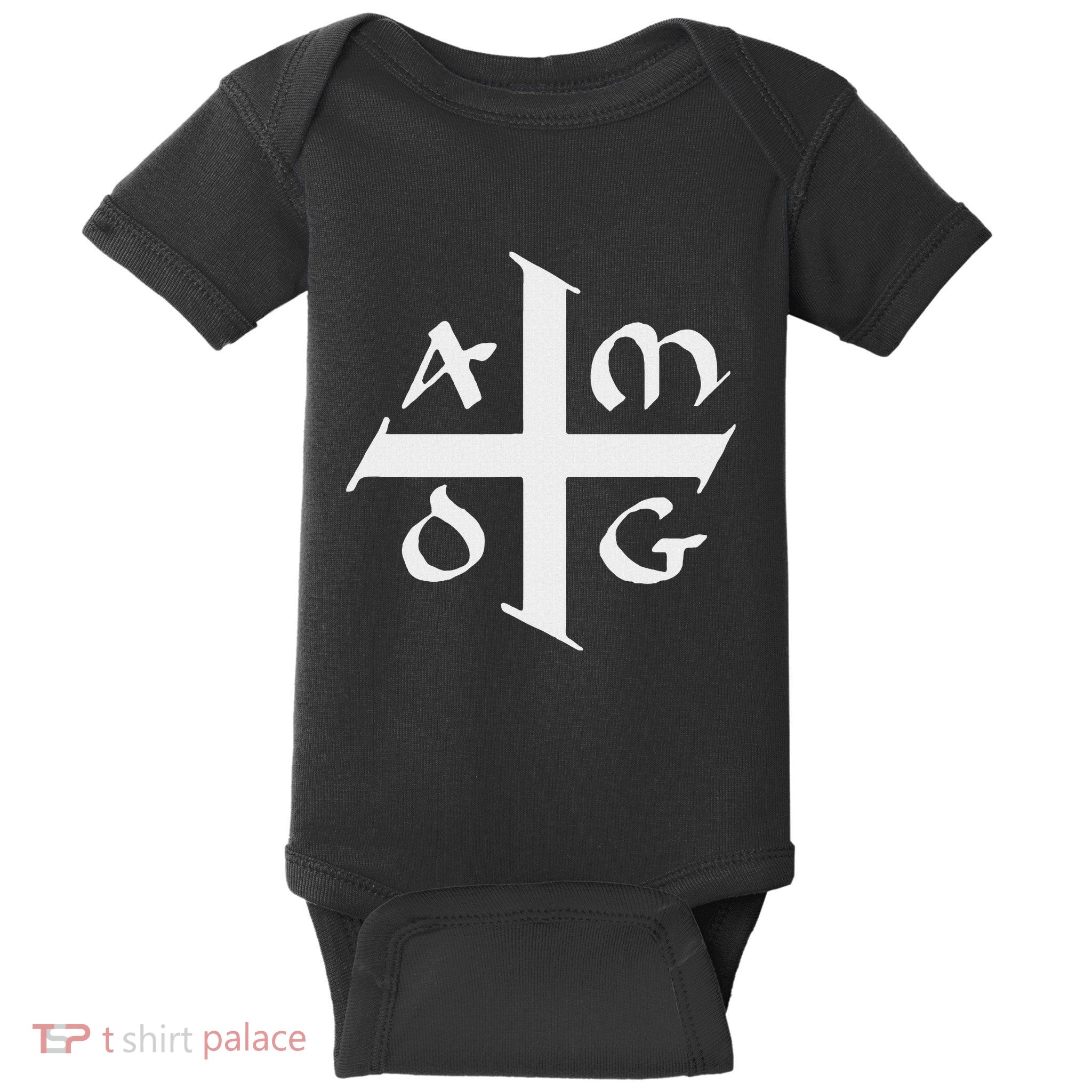 Amdg Ad Majorem Dei Gloriam Big Jesuit Cross Baby Bodysuit