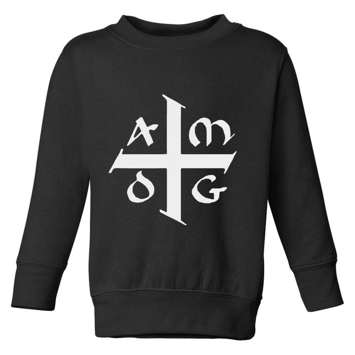 Amdg Ad Majorem Dei Gloriam Big Jesuit Cross Toddler Sweatshirt
