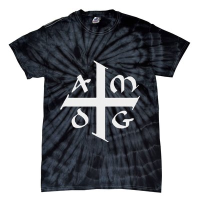Amdg Ad Majorem Dei Gloriam Big Jesuit Cross Tie-Dye T-Shirt