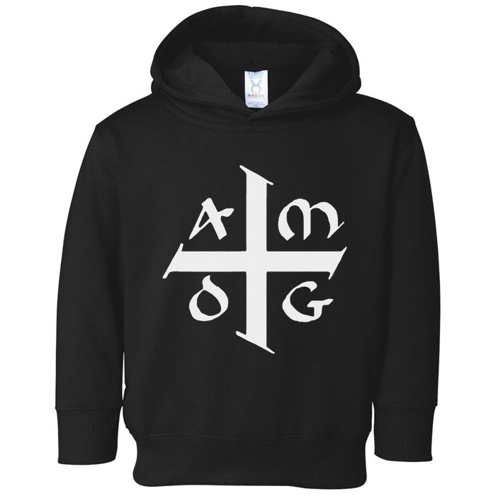 Amdg Ad Majorem Dei Gloriam Big Jesuit Cross Toddler Hoodie