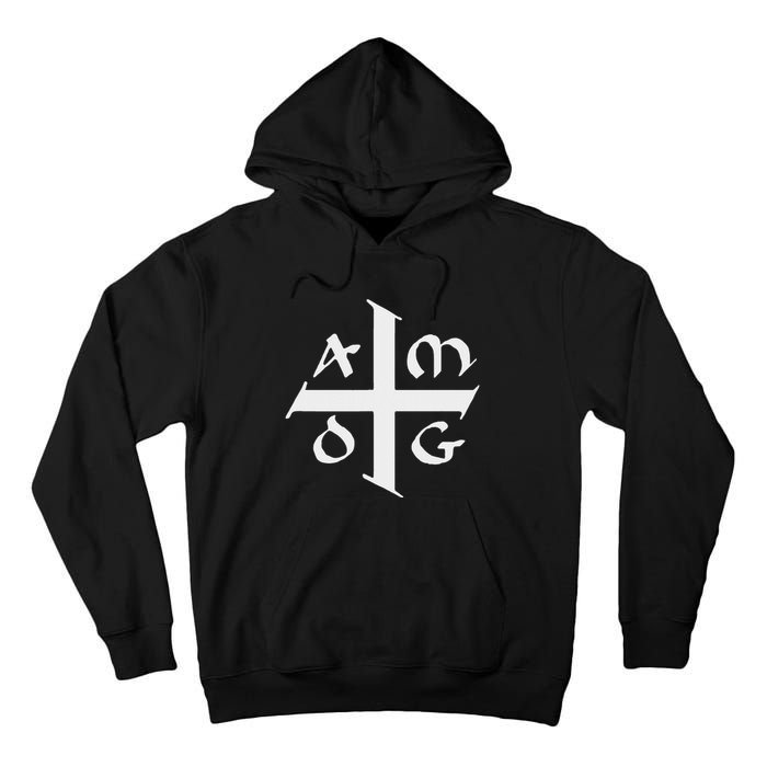 Amdg Ad Majorem Dei Gloriam Big Jesuit Cross Tall Hoodie