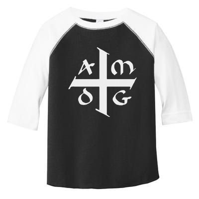 Amdg Ad Majorem Dei Gloriam Big Jesuit Cross Toddler Fine Jersey T-Shirt