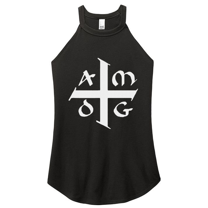 Amdg Ad Majorem Dei Gloriam Big Jesuit Cross Women's Perfect Tri Rocker Tank