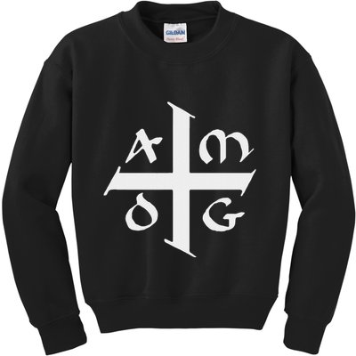 Amdg Ad Majorem Dei Gloriam Big Jesuit Cross Kids Sweatshirt