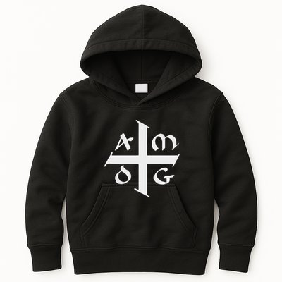 Amdg Ad Majorem Dei Gloriam Big Jesuit Cross Kids Hoodie
