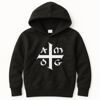 Amdg Ad Majorem Dei Gloriam Big Jesuit Cross Kids Hoodie