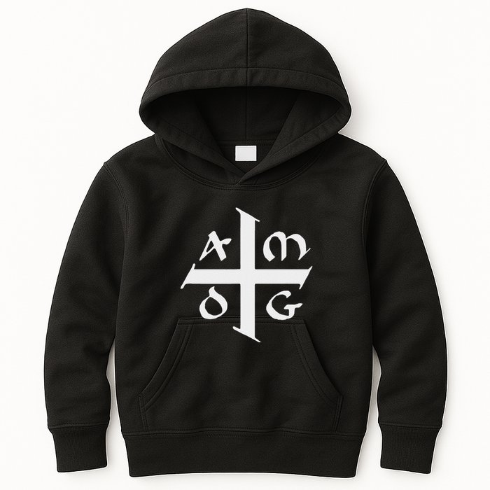 Amdg Ad Majorem Dei Gloriam Big Jesuit Cross Kids Hoodie