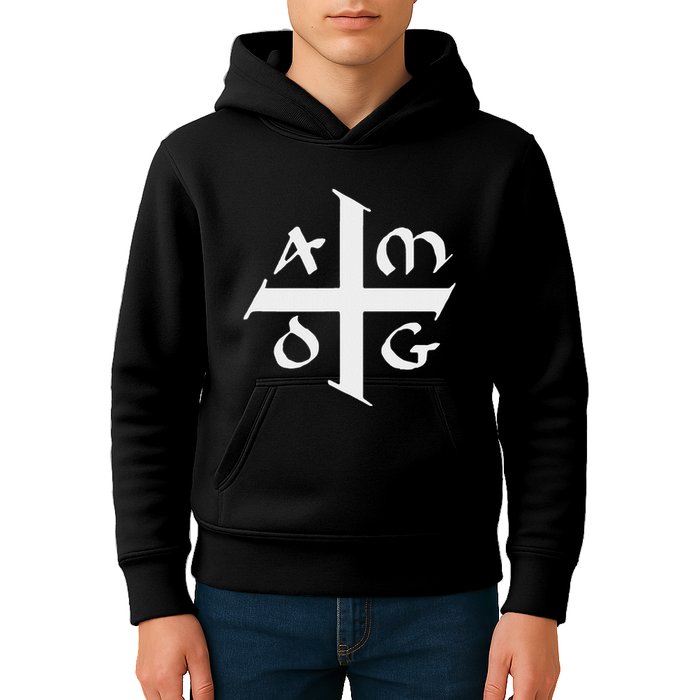 Amdg Ad Majorem Dei Gloriam Big Jesuit Cross Kids Hoodie