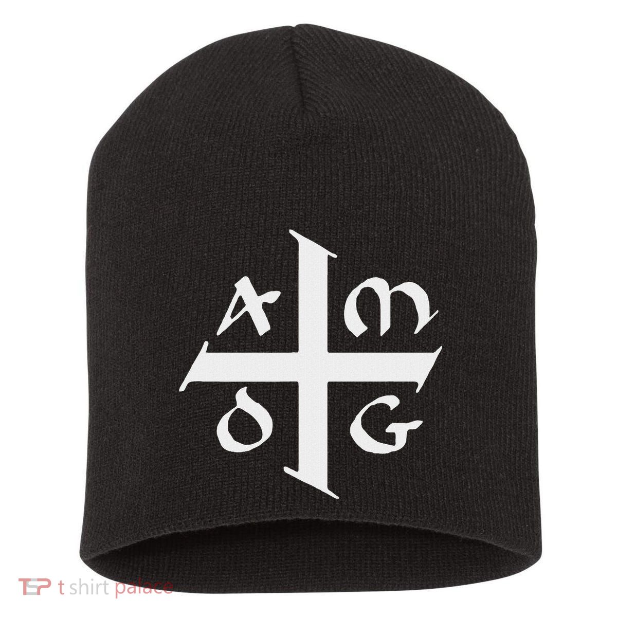 Amdg Ad Majorem Dei Gloriam Big Jesuit Cross Short Acrylic Beanie