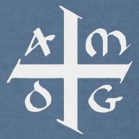 Amdg Ad Majorem Dei Gloriam Big Jesuit Cross Garment-Dyed Sweatshirt