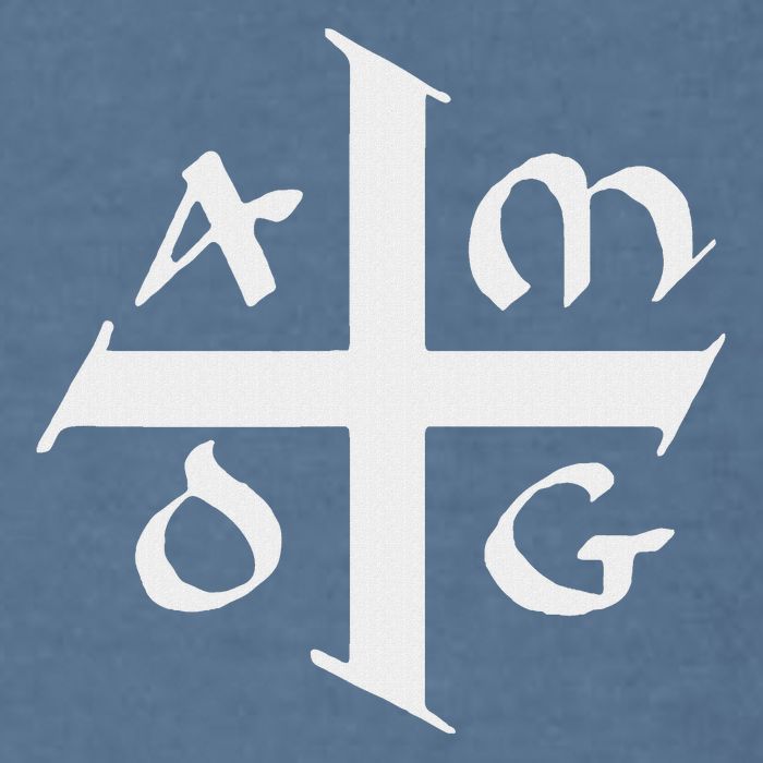 Amdg Ad Majorem Dei Gloriam Big Jesuit Cross Garment-Dyed Sweatshirt