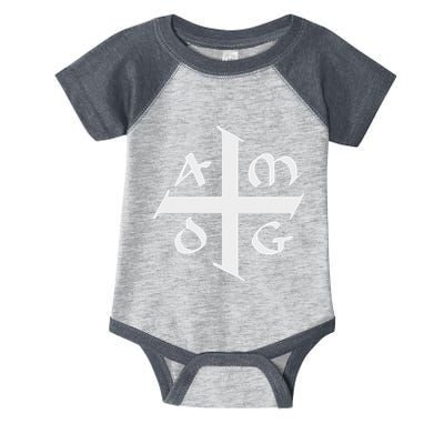 Amdg Ad Majorem Dei Gloriam Big Jesuit Cross Infant Baby Jersey Bodysuit