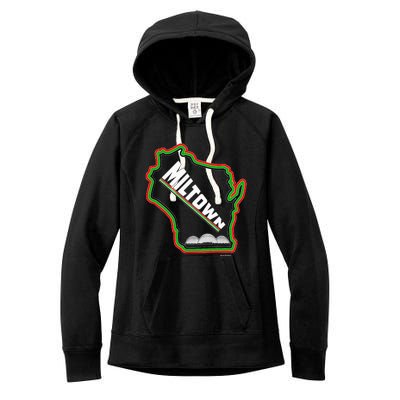 African American Multicolor Wisconsin Miltown Map Women's Fleece Hoodie