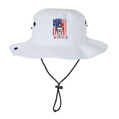 All American Mama Leopard Flag Messy Bun Skull Mom 4th July Great Gift Legacy Cool Fit Booney Bucket Hat