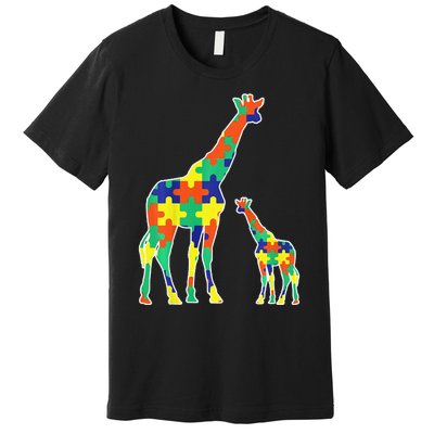 Autism Awareness Month Giraffe Puzzle Piece Premium T-Shirt