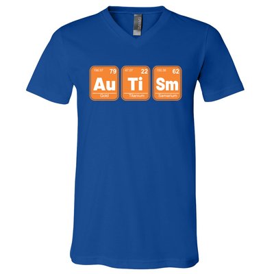 Autistic Awareness Month Elets Periodic Table Autism Day Cool Gift V-Neck T-Shirt