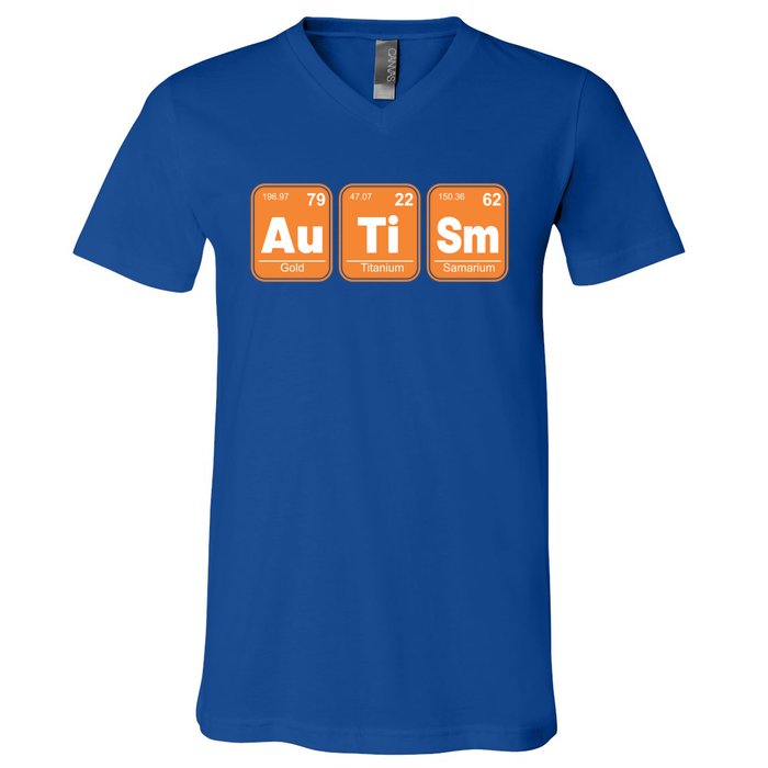 Autistic Awareness Month Elets Periodic Table Autism Day Cool Gift V-Neck T-Shirt