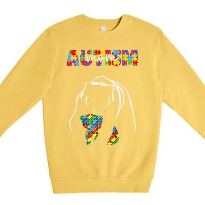 Autism Awareness Mom Accept Autistic Son Daughter Mama Bear Cool Gift Premium Crewneck Sweatshirt