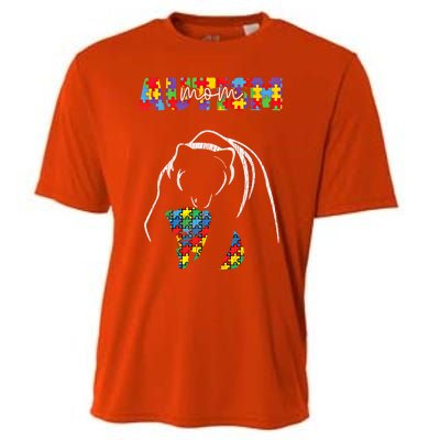 Autism Awareness Mom Accept Autistic Son Daughter Mama Bear Cool Gift Cooling Performance Crew T-Shirt