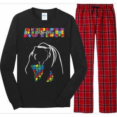 Autism Awareness Mom Accept Autistic Son Daughter Mama Bear Cool Gift Long Sleeve Pajama Set