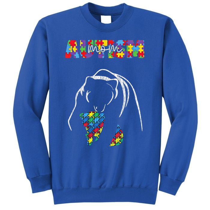 Autism Awareness Mom Accept Autistic Son Daughter Mama Bear Cool Gift Tall Sweatshirt