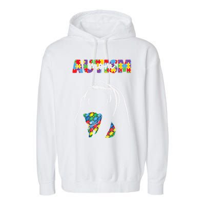 Autism Awareness Mom Accept Autistic Son Daughter Mama Bear Cool Gift Garment-Dyed Fleece Hoodie