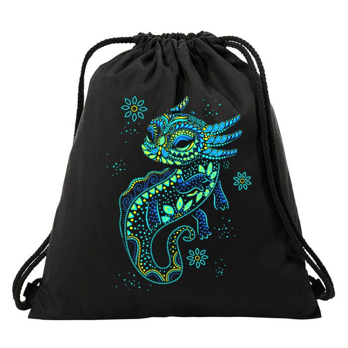 Axolotl Aztec Mexican Salamander Mexico  Drawstring Bag