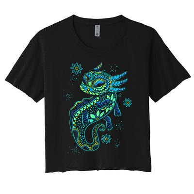 Axolotl Aztec Mexican Salamander Mexico  Women's Crop Top Tee