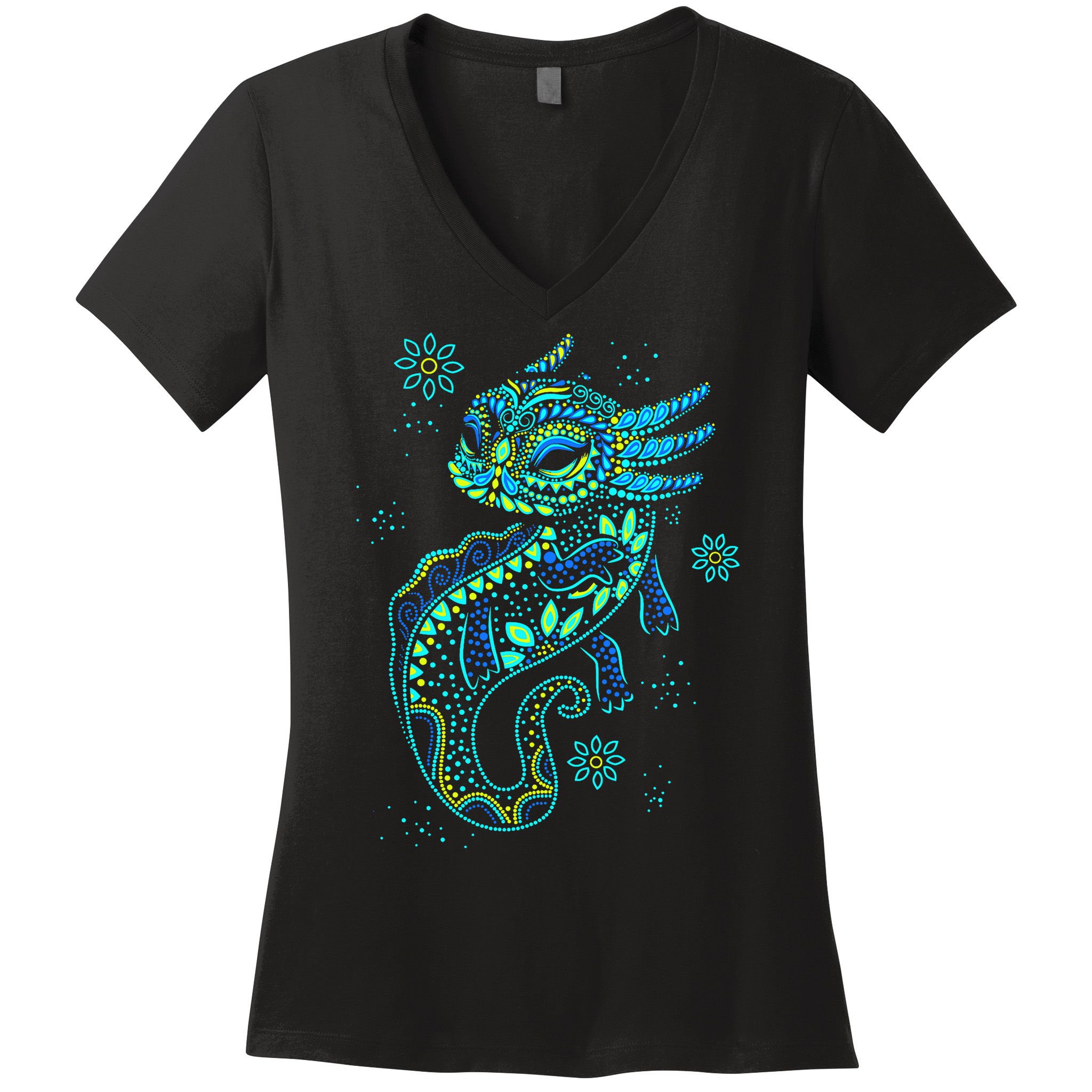 Axolotl Aztec Mexican Salamander Mexico  Women's V-Neck T-Shirt