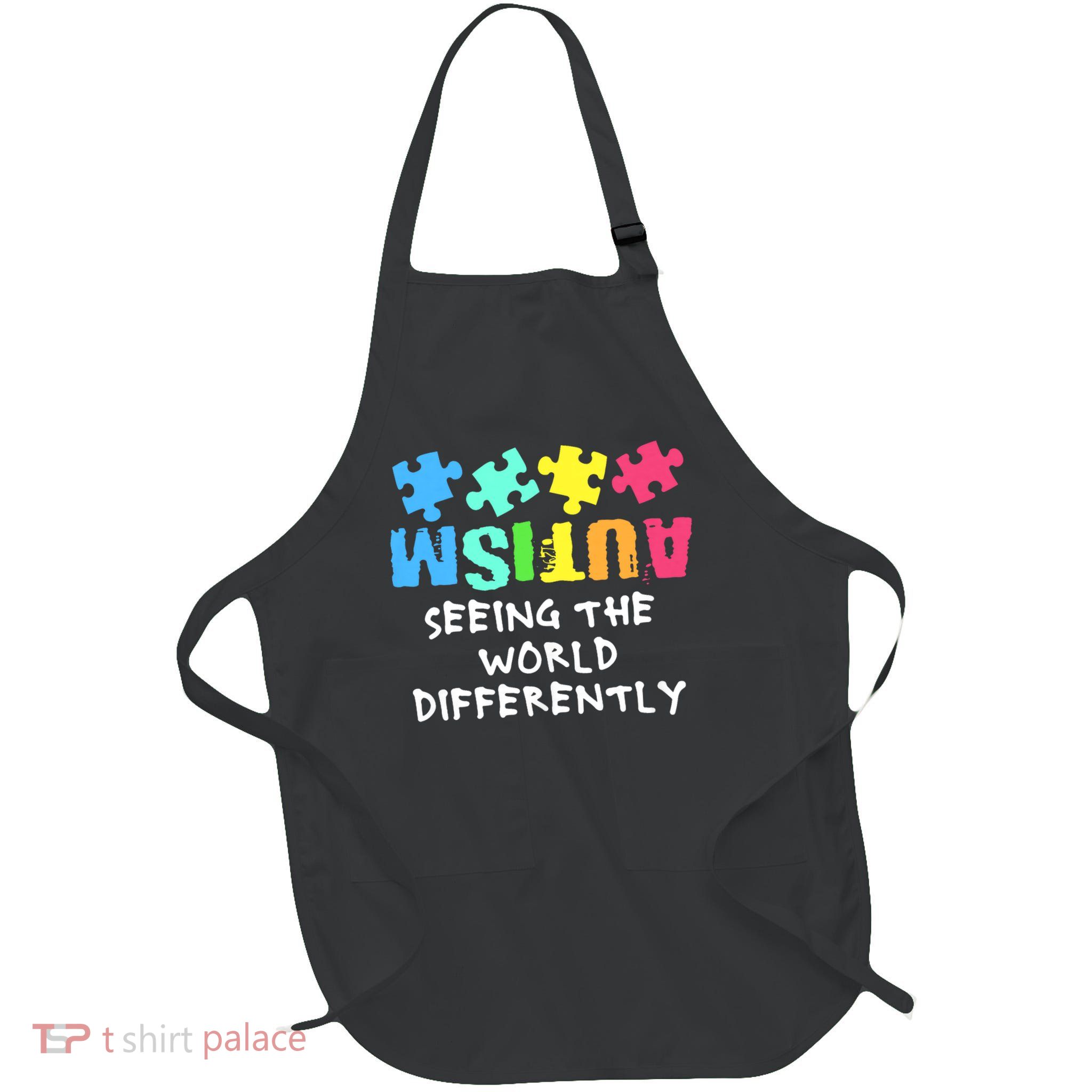 Autism Awareness Month Support Seeing the World Differently Full-Length Apron With Pockets