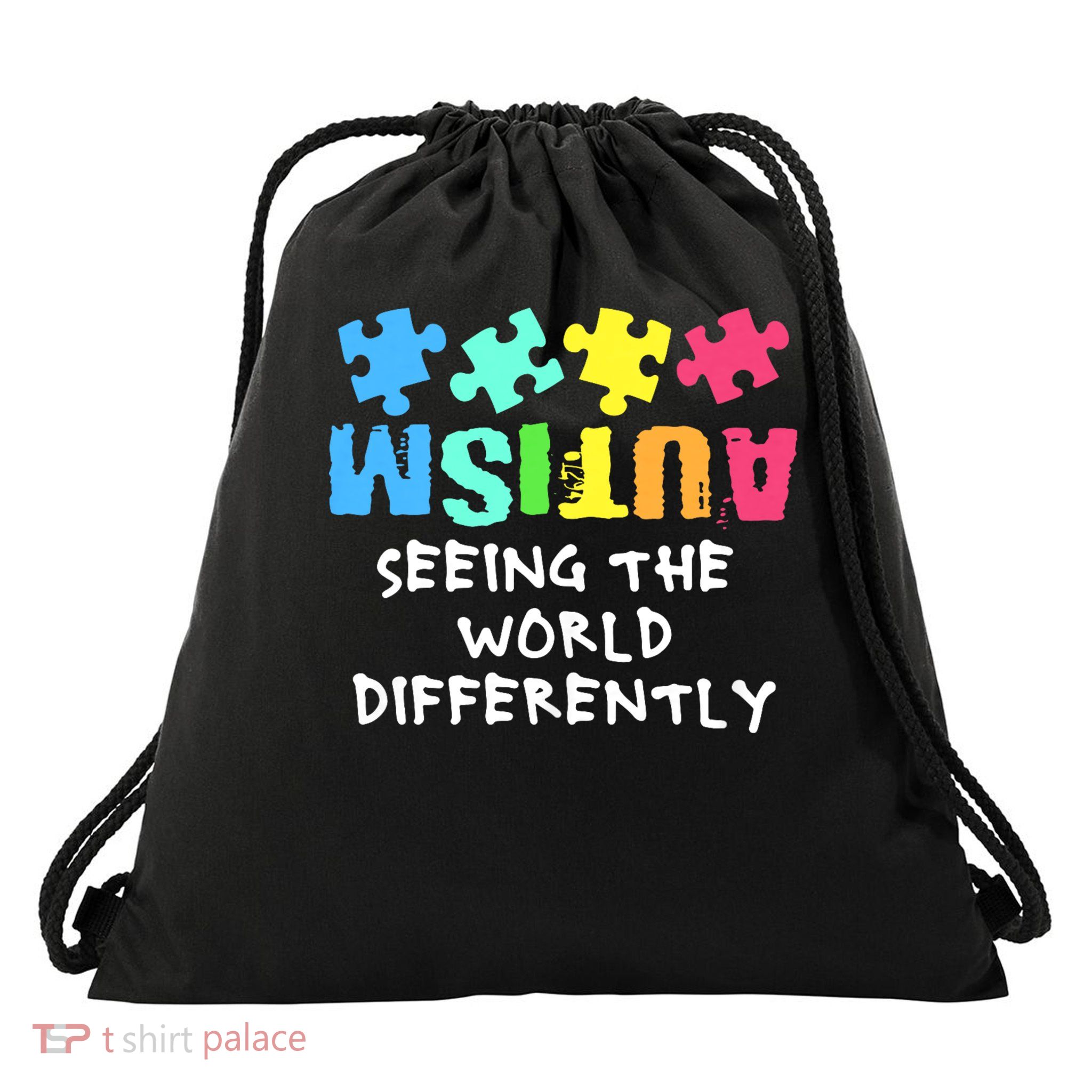 Autism Awareness Month Support Seeing the World Differently Drawstring Bag