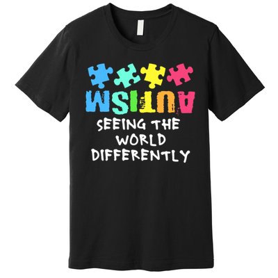 Autism Awareness Month Support Seeing the World Differently Premium T-Shirt