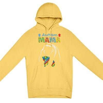 Autism Awareness Mom Mother Autistic Awareness Mama Bear Funny Gift Premium Pullover Hoodie