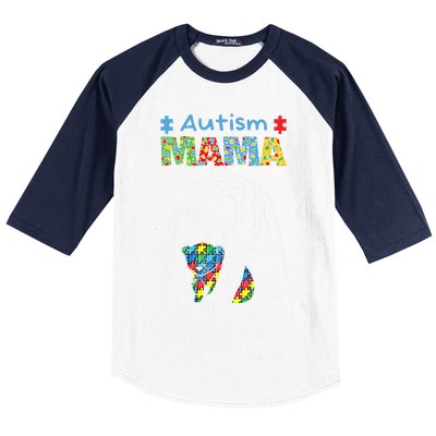 Autism Awareness Mom Mother Autistic Awareness Mama Bear Funny Gift Baseball Sleeve Shirt