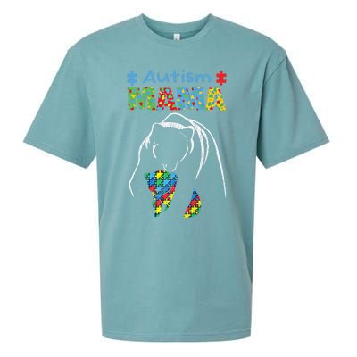 Autism Awareness Mom Mother Autistic Awareness Mama Bear Funny Gift Sueded Cloud Jersey T-Shirt