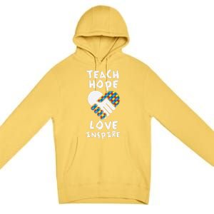 Autistic Awareness Month Teacher Teach Hope Love Autism Day Premium Pullover Hoodie