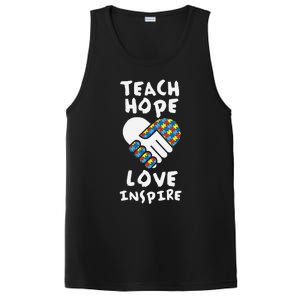 Autistic Awareness Month Teacher Teach Hope Love Autism Day PosiCharge Competitor Tank