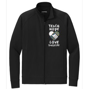 Autistic Awareness Month Teacher Teach Hope Love Autism Day Stretch Full-Zip Cadet Jacket