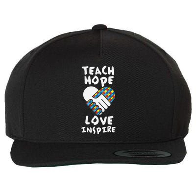 Autistic Awareness Month Teacher Teach Hope Love Autism Day Wool Snapback Cap