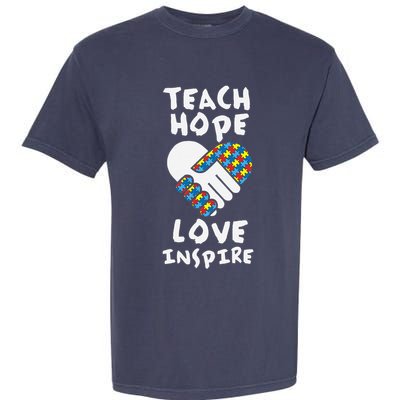 Autistic Awareness Month Teacher Teach Hope Love Autism Day Garment-Dyed Heavyweight T-Shirt