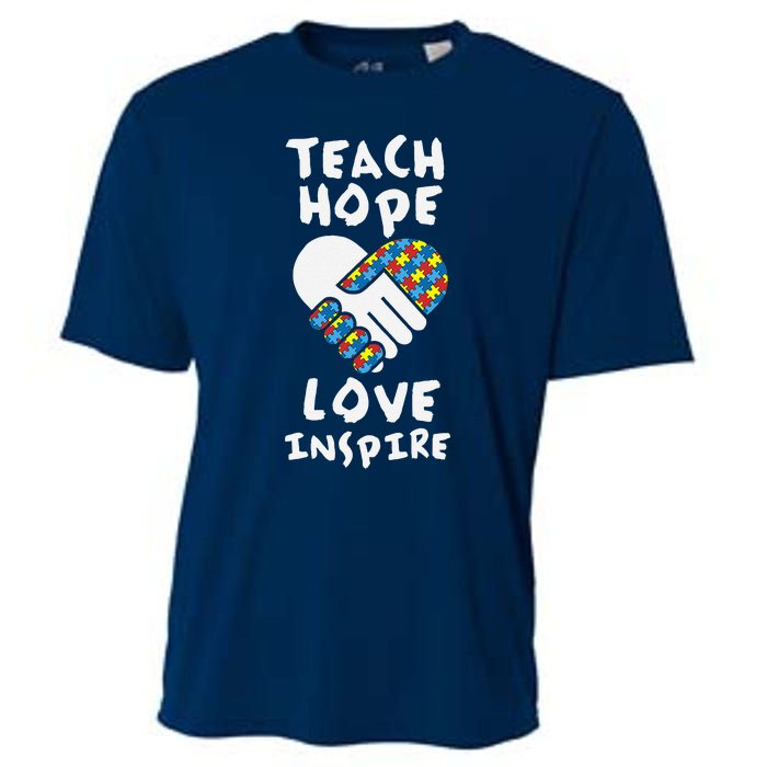 Autistic Awareness Month Teacher Teach Hope Love Autism Day Cooling Performance Crew T-Shirt