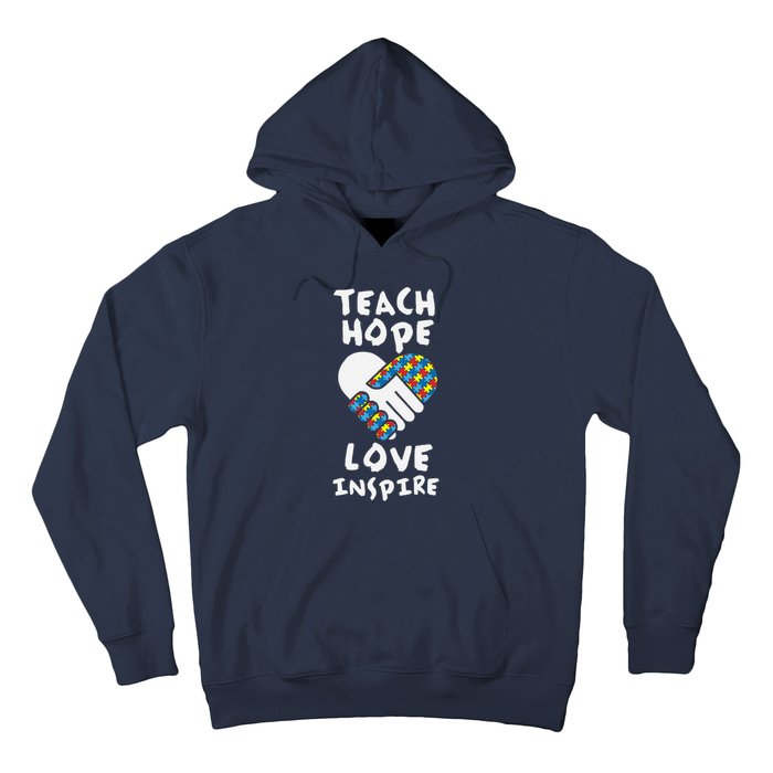 Autistic Awareness Month Teacher Teach Hope Love Autism Day Hoodie