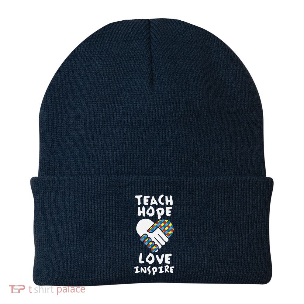 Autistic Awareness Month Teacher Teach Hope Love Autism Day Beanie