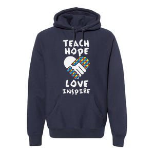 Autistic Awareness Month Teacher Teach Hope Love Autism Day Premium Hoodie