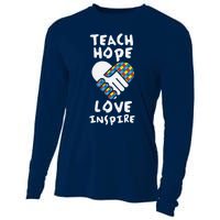 Autistic Awareness Month Teacher Teach Hope Love Autism Day Cooling Performance Long Sleeve Crew