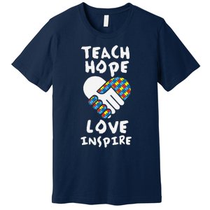 Autistic Awareness Month Teacher Teach Hope Love Autism Day Premium T-Shirt